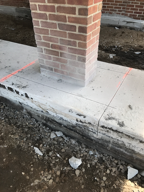 Isolating a structural column in concrete - before